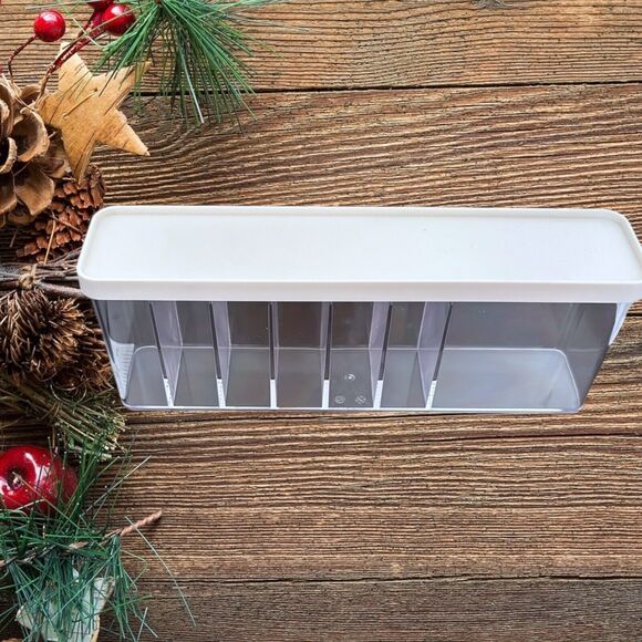 Clear Plastic Cable Organizer Box White Lid  New  7 Compartments - Picture 2 of 5